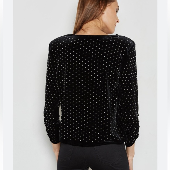 MANGO Embellished Studded Black Velvet Top - Picture 4 of 7